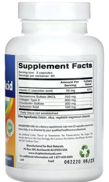 HYALURONIC ACID + COLLAGEN TYPE II + GLUCOSAMINE + CHONDROITIN 120 CAPS - E1026 Carousel 2