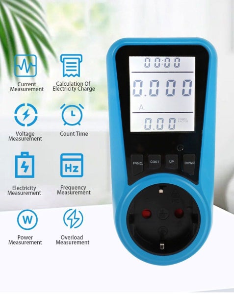 NEW AC Power Meter 240V 10A NZ Plug Socket Digital Watt Energy Meter Carousel 1