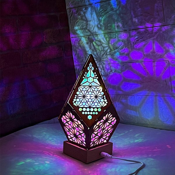 NEW Wooden USB LED Ambient Light Bohemian Style Starburst Projection Lamp Carousel 1