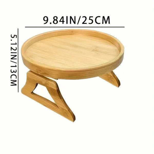 NEW Home Foldable Sofa Armrest Tray Wooden Disc Tray Sofa Armrest Carousel 10