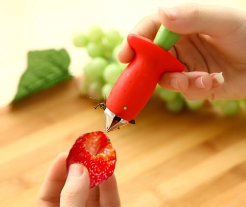 Fruit Easy Cutter Corer Remover Strawberry Stem Leaves Huller Kitchen Tools Carousel 1