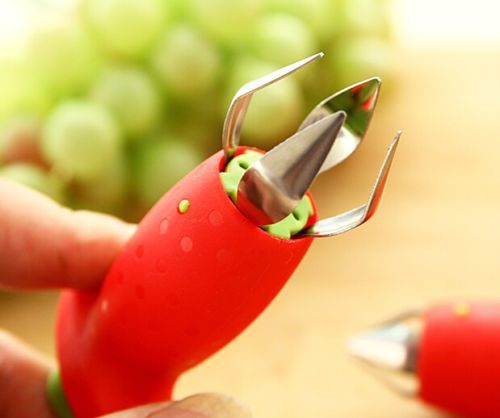 Fruit Easy Cutter Corer Remover Strawberry Stem Leaves Huller Kitchen Tools Carousel 2