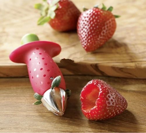 Fruit Easy Cutter Corer Remover Strawberry Stem Leaves Huller Kitchen Tools Carousel 5
