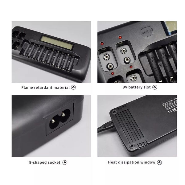 Smart LCD Rechargeable Battery Charger For AA AAA & 9V Ni-MH/CD Li-ion Charging62973866763266114