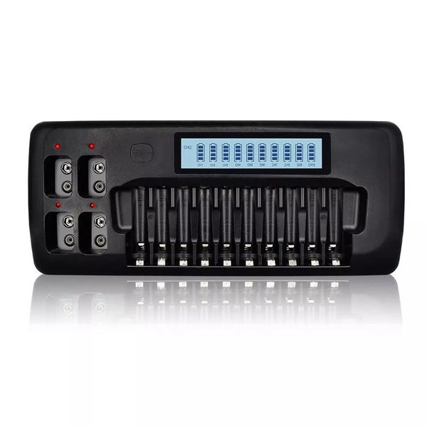 Smart LCD Rechargeable Battery Charger For AA AAA & 9V Ni-MH/CD Li-ion Charging Carousel 7