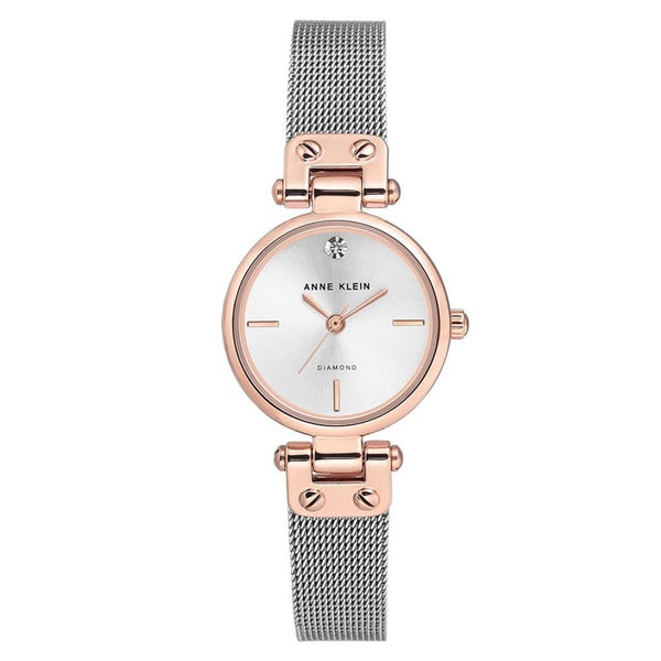 Anne Klein Dress Silver and Rose Gold Mesh Silver White Dial Women's Watch - ... Carousel 1