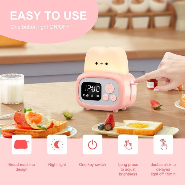 Mini Timer Clock Toaster Lamp Birthday Gifts for Teen Girls Boys Pink Carousel 2