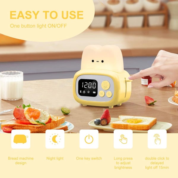 Mini Timer Clock Toaster Lamp Cute Night Light for Kids Yellow Carousel 2