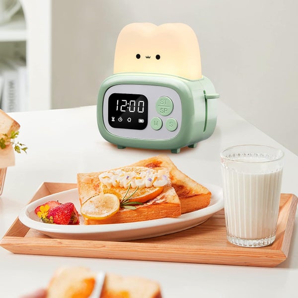 Mini Timer Clock Toaster Lamp Cute Night Light for Kids Green Carousel 2