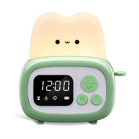 Mini Timer Clock Toaster Lamp Cute Night Light for Kids Green Carousel 1