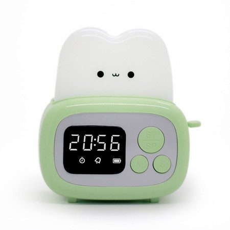 Mini Timer Clock Toaster Lamp Cute Night Light for Kids Green Carousel 8
