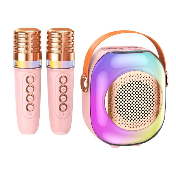 Mini Karaoke Machine with 2 Microphones Karaoke Gifts for Boys Girls Pink Carousel 2