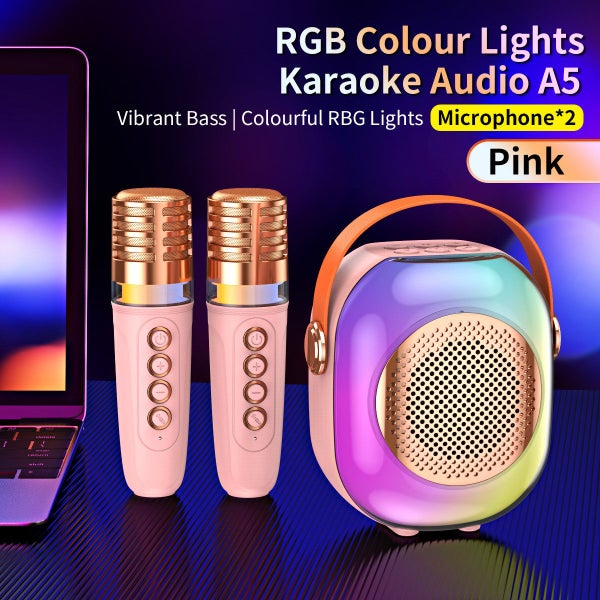 Mini Karaoke Machine with 2 Microphones Karaoke Gifts for Boys Girls Pink Carousel 7