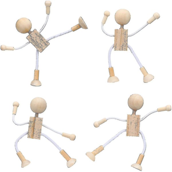 4 Pcs Diy Unfinished Dolls Shapeable Wooden Robot Toys Educational Toys Paintin Carousel 1