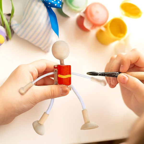 4 Pcs Diy Unfinished Dolls Shapeable Wooden Robot Toys Educational Toys Paintin Carousel 2