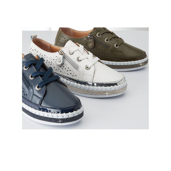 Laser Cut Leather Trainers - Size 10 - Blue Carousel 1