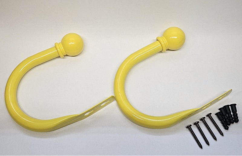 Set of 2 Ball Drapery Curtain Tie Backs / Holdbacks - Yellow Large Carousel 1