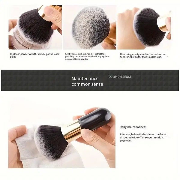 NEW Large Soft Long Bristle Powder Brush Foundation Contouring Blush Carousel 10