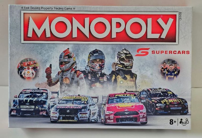 Fast dealing property trading game. V8 Supercars edition of Monopoly. BNIOB. Carousel 1