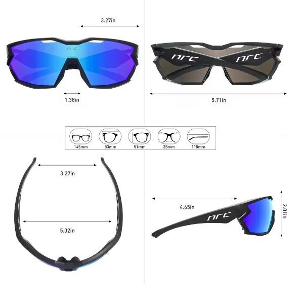 TR-90 Windbreaker Durable/Comfort 100% UV400 Cycling Sports Sunglasses Carousel 3
