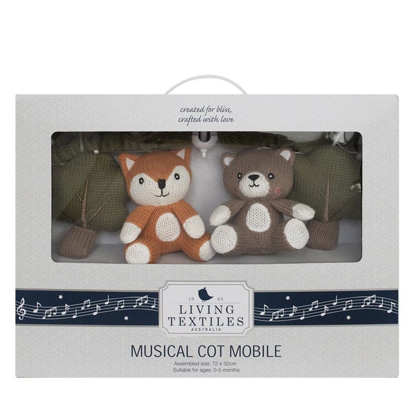 Living Textiles Baby Childrens Musical Fabric Mobile Play Set Forest Retreat Carousel 7