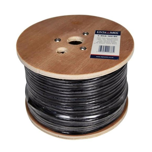 Dynamix 100m Roll RG6 Shielded Cable - Black (C-RG6-100) Carousel 1