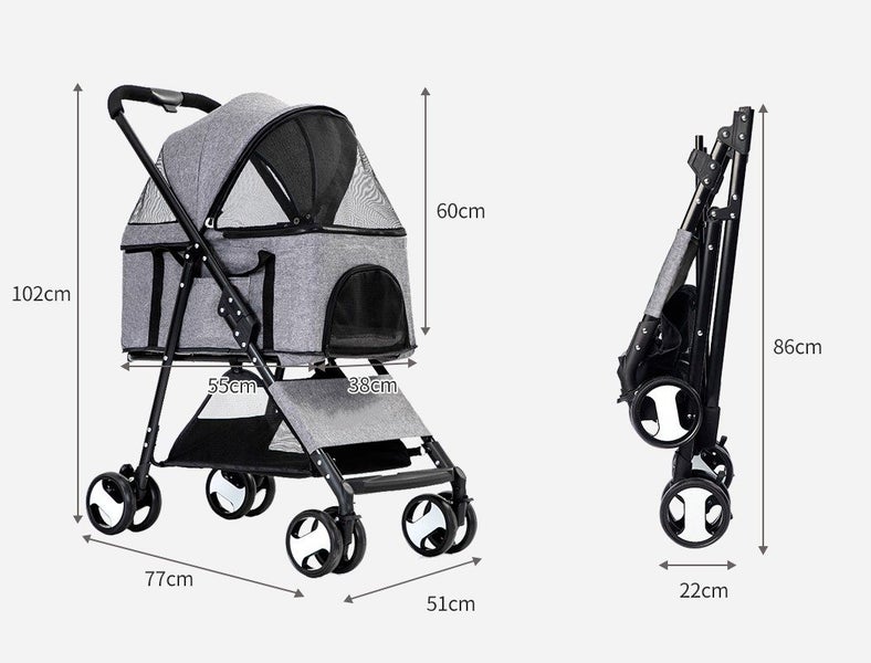 Large Pet Stroller Dog Cat Travel Carrier Pram Foldable Pushchair Outdoor Carousel 12