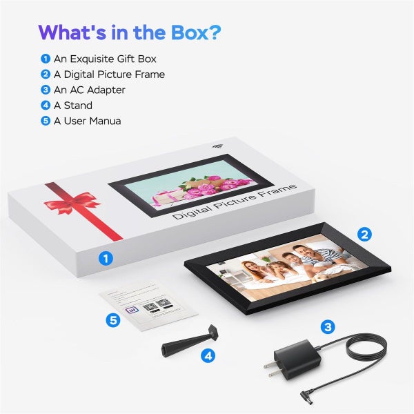 Digital Picture Frame WiFi 10.1 inch Touch Screen Electronic Photo Frame Carousel 9