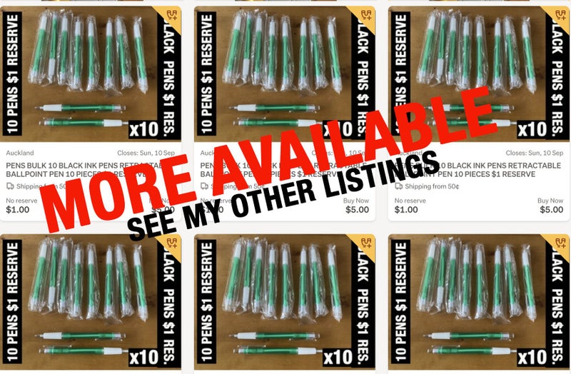 PENS BULK 10 BLACK INK PENS RETRACTABLE BALLPOINT PEN 10 PIECES $1 RESERVE Carousel 4