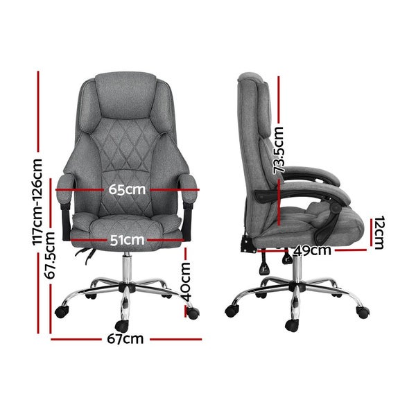 Executive Office Chair Fabric Recliner Grey Office Chairs Artiss Carousel 2