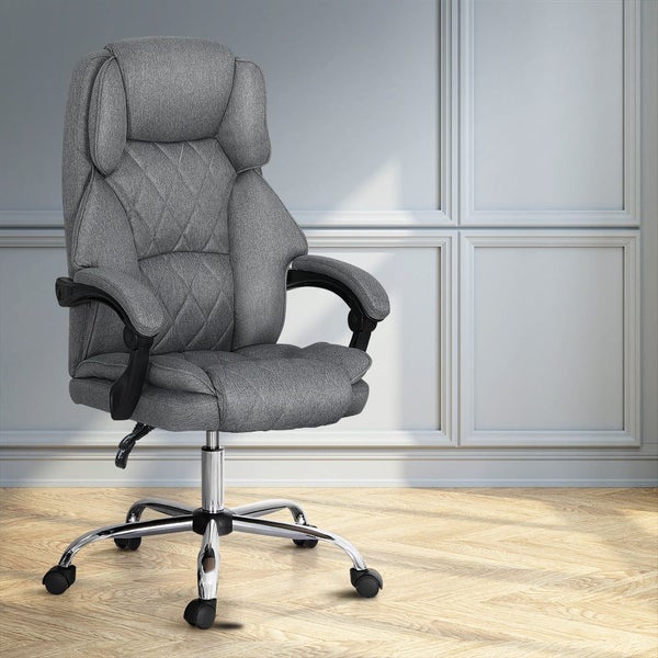 Executive Office Chair Fabric Recliner Grey Office Chairs Artiss Carousel 5