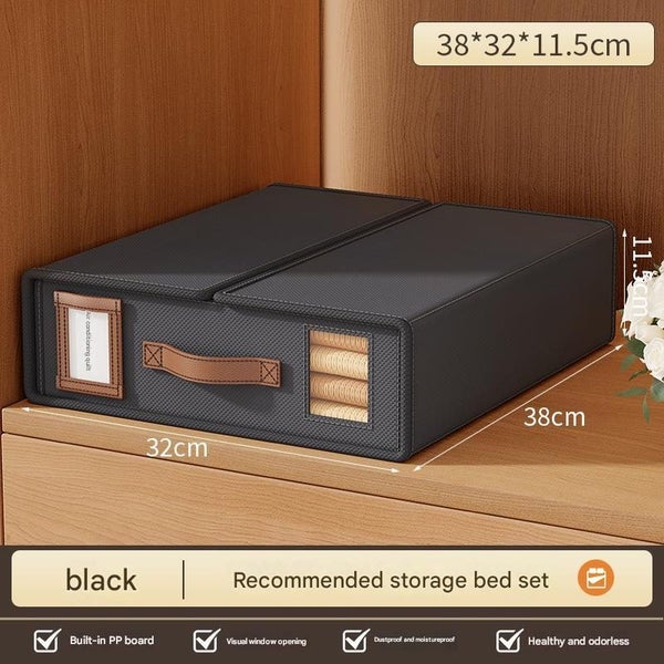 Elosung 2 Pcs Black Non Woven Fabric Storage Box With Lid Transparent Moisture P Carousel 2