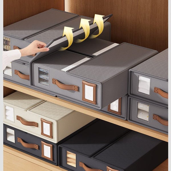 Elosung 2 Pcs Black Non Woven Fabric Storage Box With Lid Transparent Moisture P Carousel 5