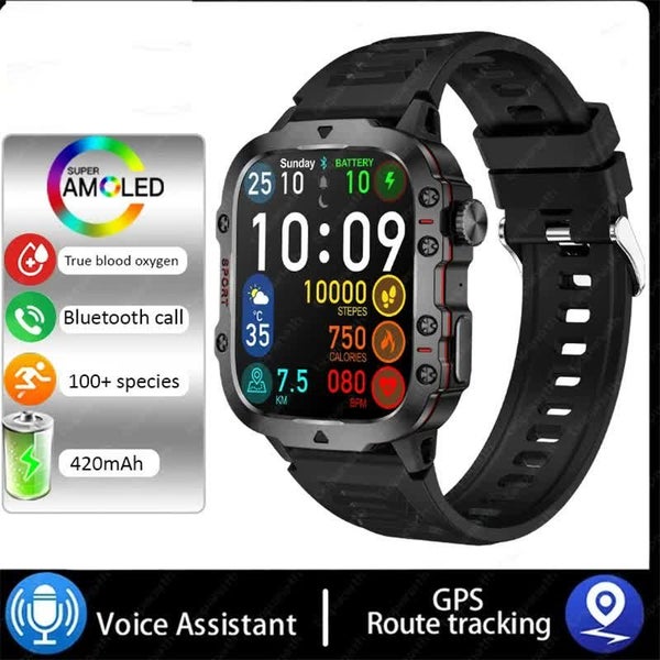 Elosung Black Rugged Smart Fitness Watch Waterproof Multi Sport Modes And Health Carousel 2