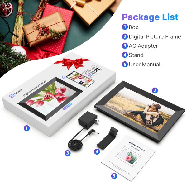 Digital Picture Frame WiFi 10.1 inch Touch Screen Electronic Photo Frame Carousel 10