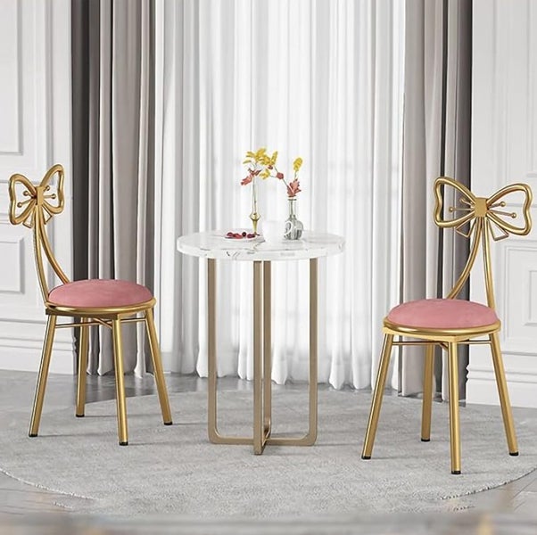 Pink Dressing Makeup Stool Bedroom Backrest Princess Chair Snap Deal Carousel 2