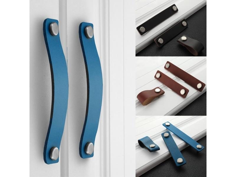 Handmade Leather Pull Handle Minimalist Door Cupboard Drawer Kitchen Cabinet Carousel 2