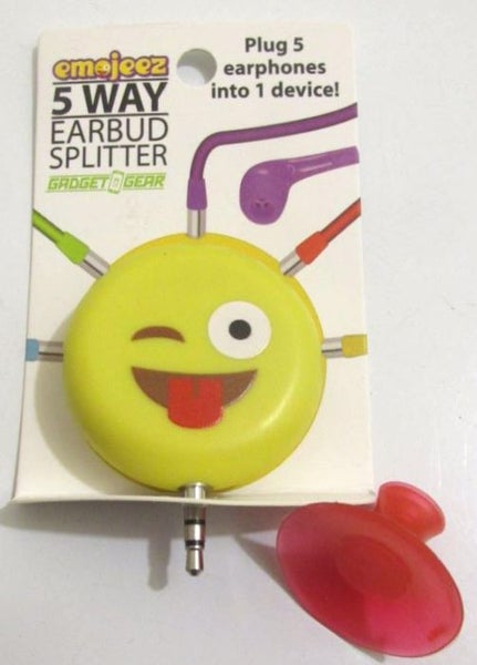 Emoji headphone splitter - run up to 5 sets of earphones on one device Carousel 1