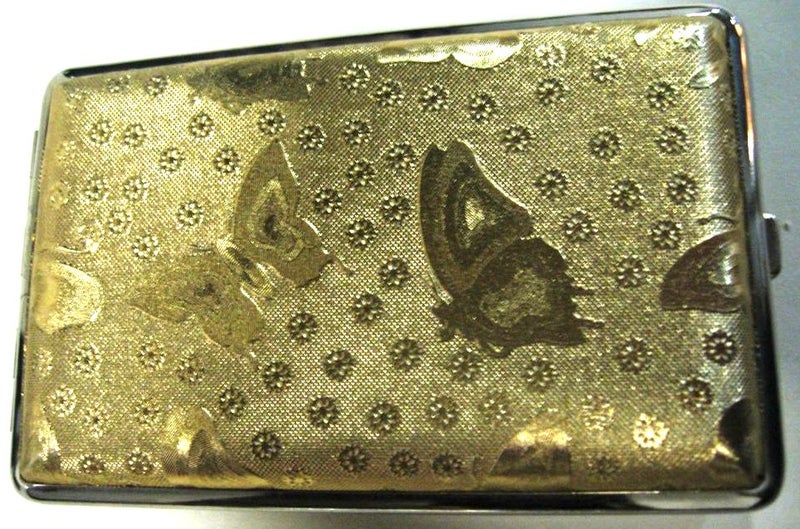 Butterflies metal storage tin, gold coloured Carousel 1