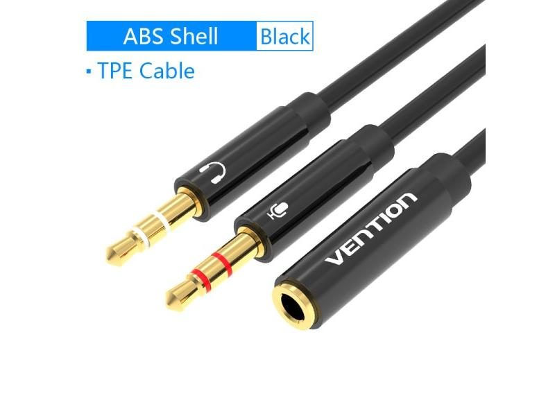 Vention Audio Splitter 3.5mm AUX Cable For Computer 1 Female To 2 Male Carousel 1