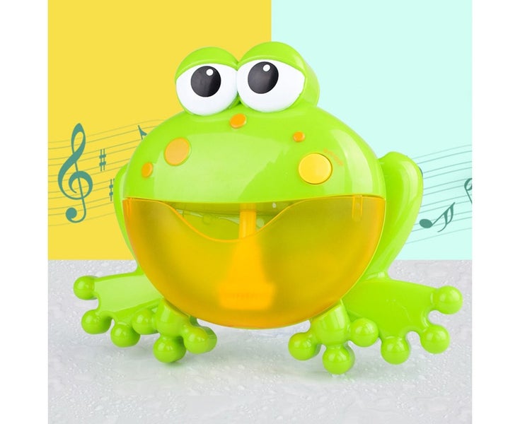 Cartoon Frog Electric Bubble Blower Machine Music Play Interactive Kids Bath Toy Carousel 2