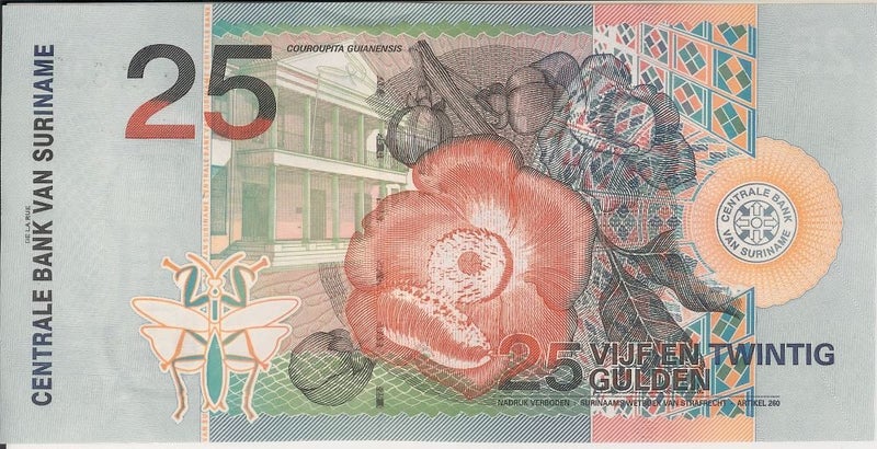 SURINAM attractive 2000 25 Gulden banknote UNC Carousel 1