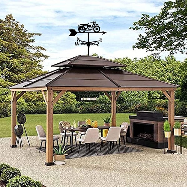 Durable Metal wind vane Motorcycle Silhouette weathervane Black Spray Paint Wi Carousel 7