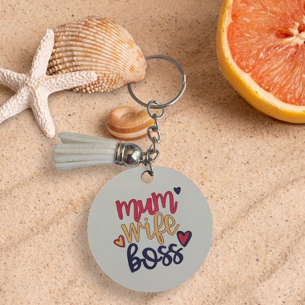 'Mum, wife, boss' keyring Carousel 1