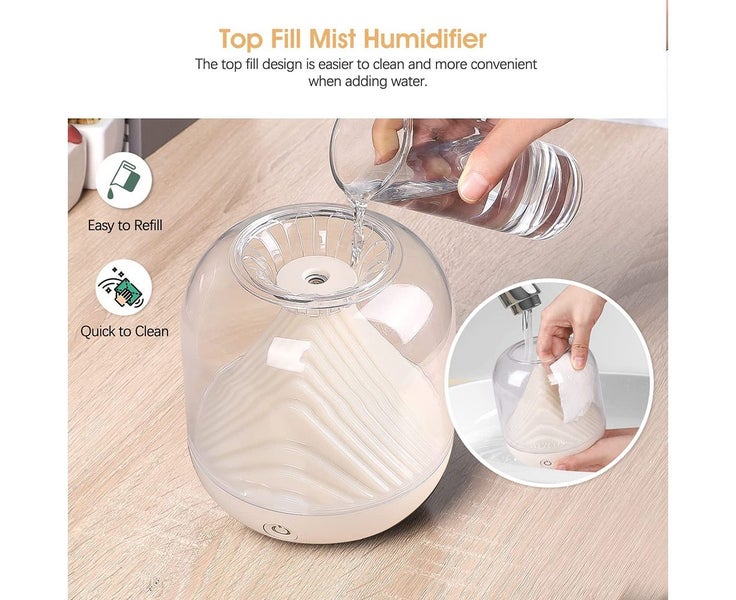 700ml USB Desktop Cool Mist Quiet Air Humidifiers With Night Light-White Carousel 2