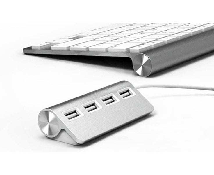 Two Pack Four-Port Aluminium USB Hub with a Shielded Cable-Silver Carousel 1