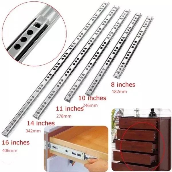 1Pair Drawer Steel Ball Rail Slide Drawer Ball Guide Two Sections 17mm Wide Carousel 1