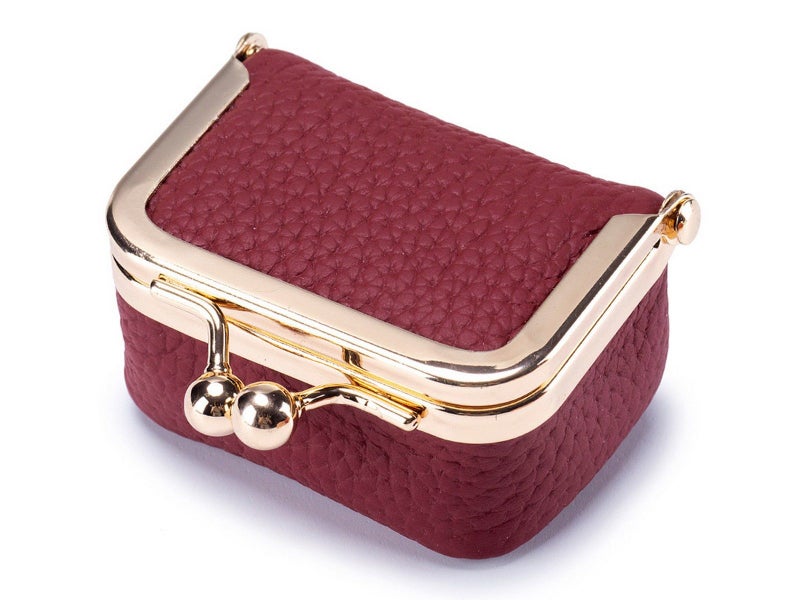 Mini Leather Jewelry Box Coin Purse Jewelry Case With Kiss Lock Wine Red Carousel 2