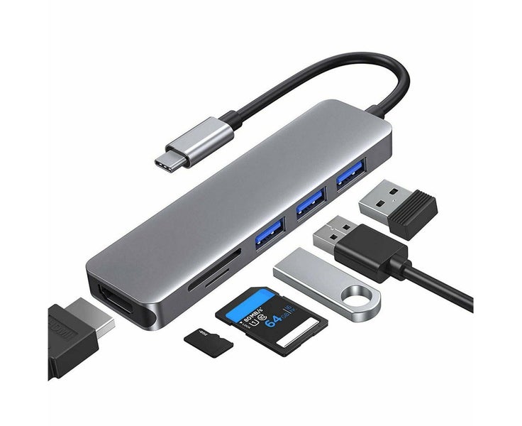 USB C Hub Adapter, 6 In 1 Type C Hub, Aluminum Alloy USB C Adapter wit Carousel 2