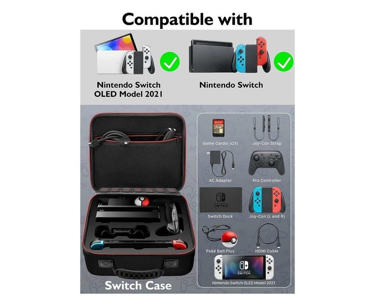Carrying Storage Case for Nintendo Switch and Switch OLED Model, Porta Carousel 2